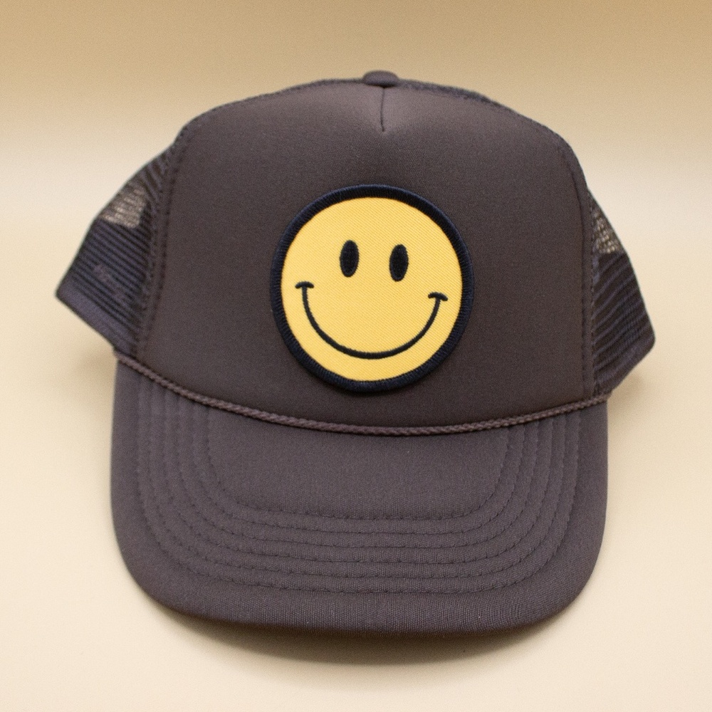 Nissun Smiley Face Brown Mesh Back Snapback Trucker Cap Men's Size OSFM